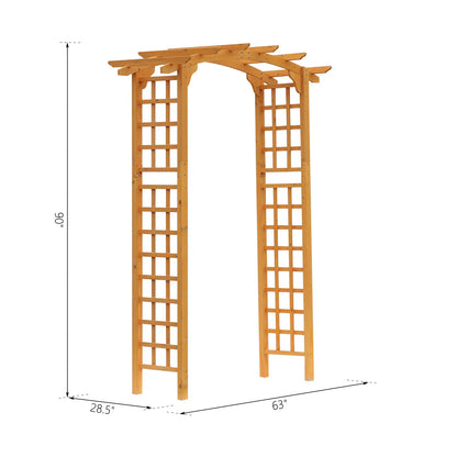 7.5FT Wood Garden Arch Trellis, Round Pergola Arbor, Yellow Garden Arches at Gallery Canada