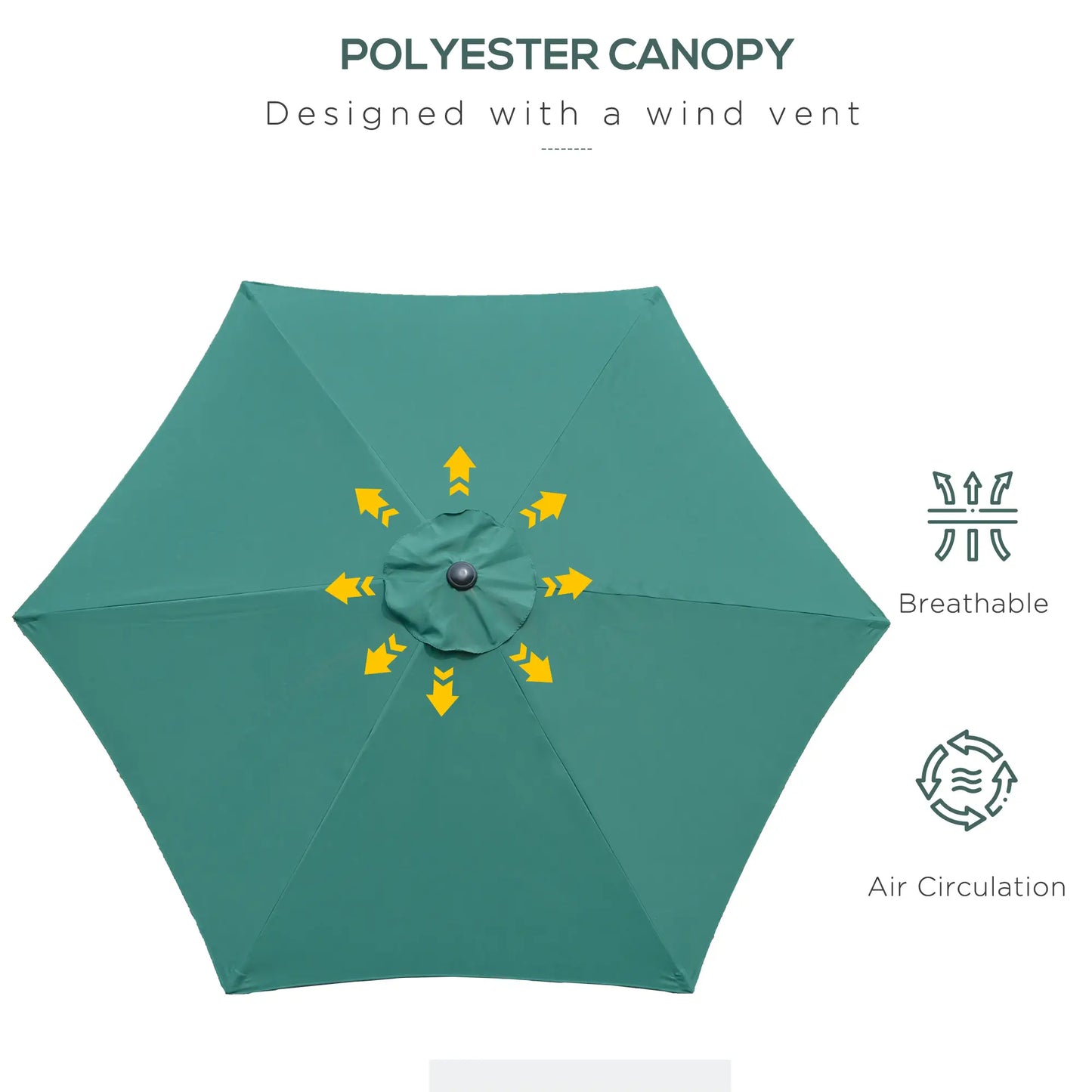 8.5FT Round Garden Parasol, 6 Ribs, Tilt Canopy, Crank Handle, Green Sun Umbrellas at Gallery Canada