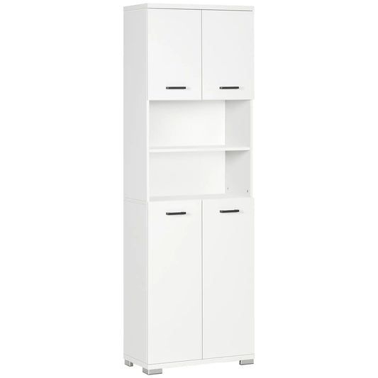 Freestanding Bathroom Cabinet, Open Shelves, 23.6"x13.2"x72", White Bathroom Cabinets White at Gallery Canada
