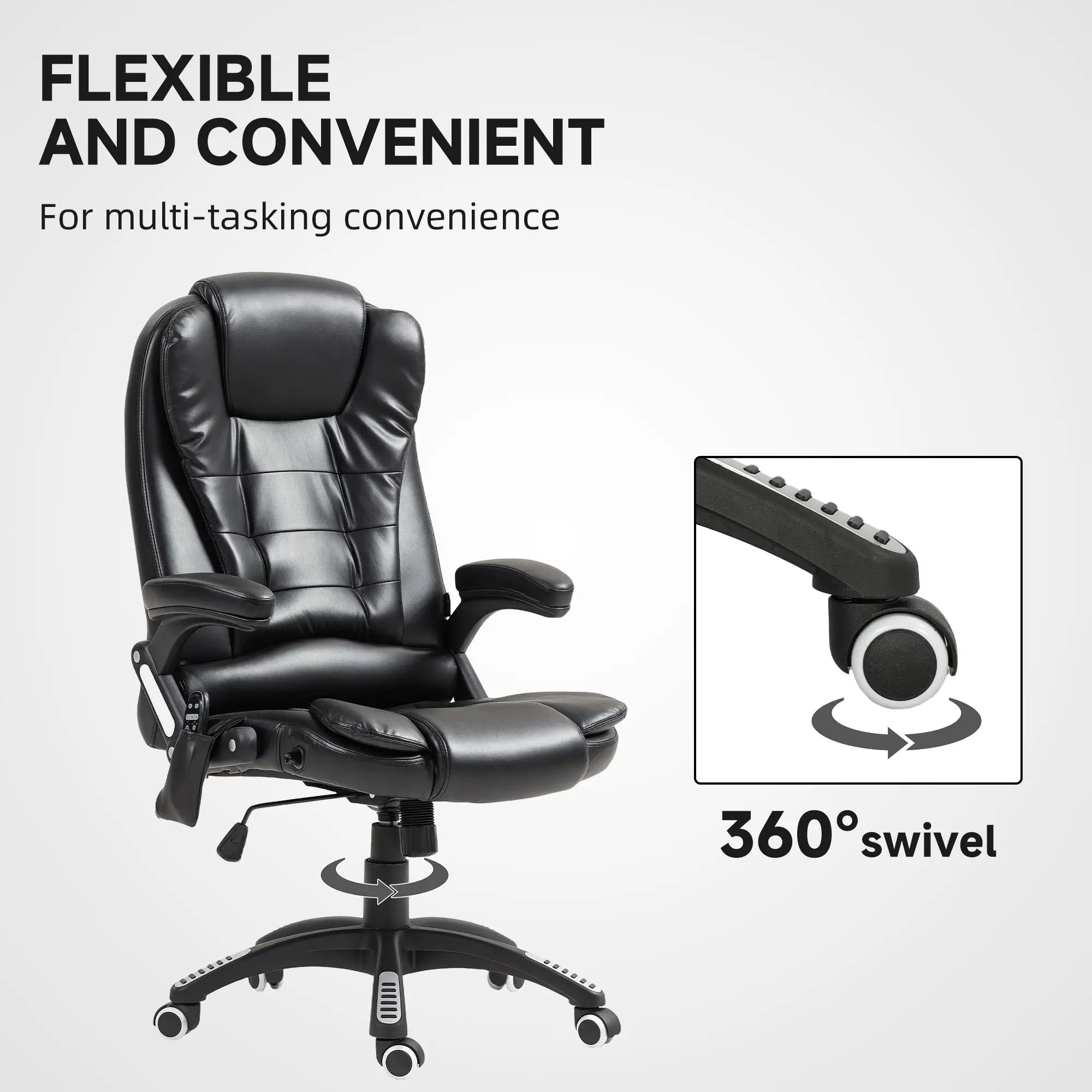 Reclining Massage Office Chair, High Back, Swivel Wheels, Black Office Chairs at Gallery Canada