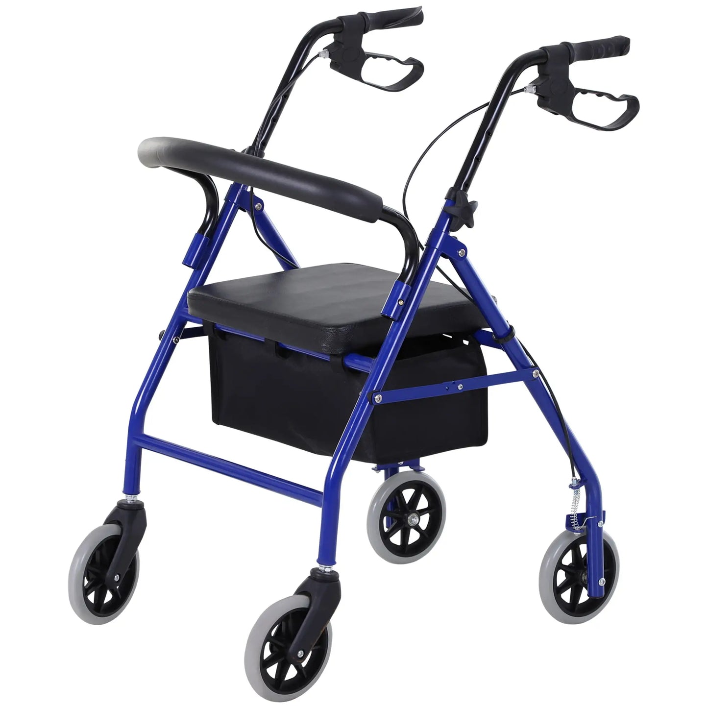 Folding Aluminum Rollator Walker, Adjustable Height, Cushioned Seat, Storage Bag, 2 Barker Wheels, Blue Knee Walker & Wheelchair Ramps at Gallery Canada