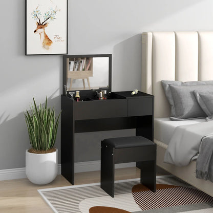 Modern Vanity Set with Flip Top Mirror, Cushioned Stool, Black Dressing & Vanity Tables at Gallery Canada