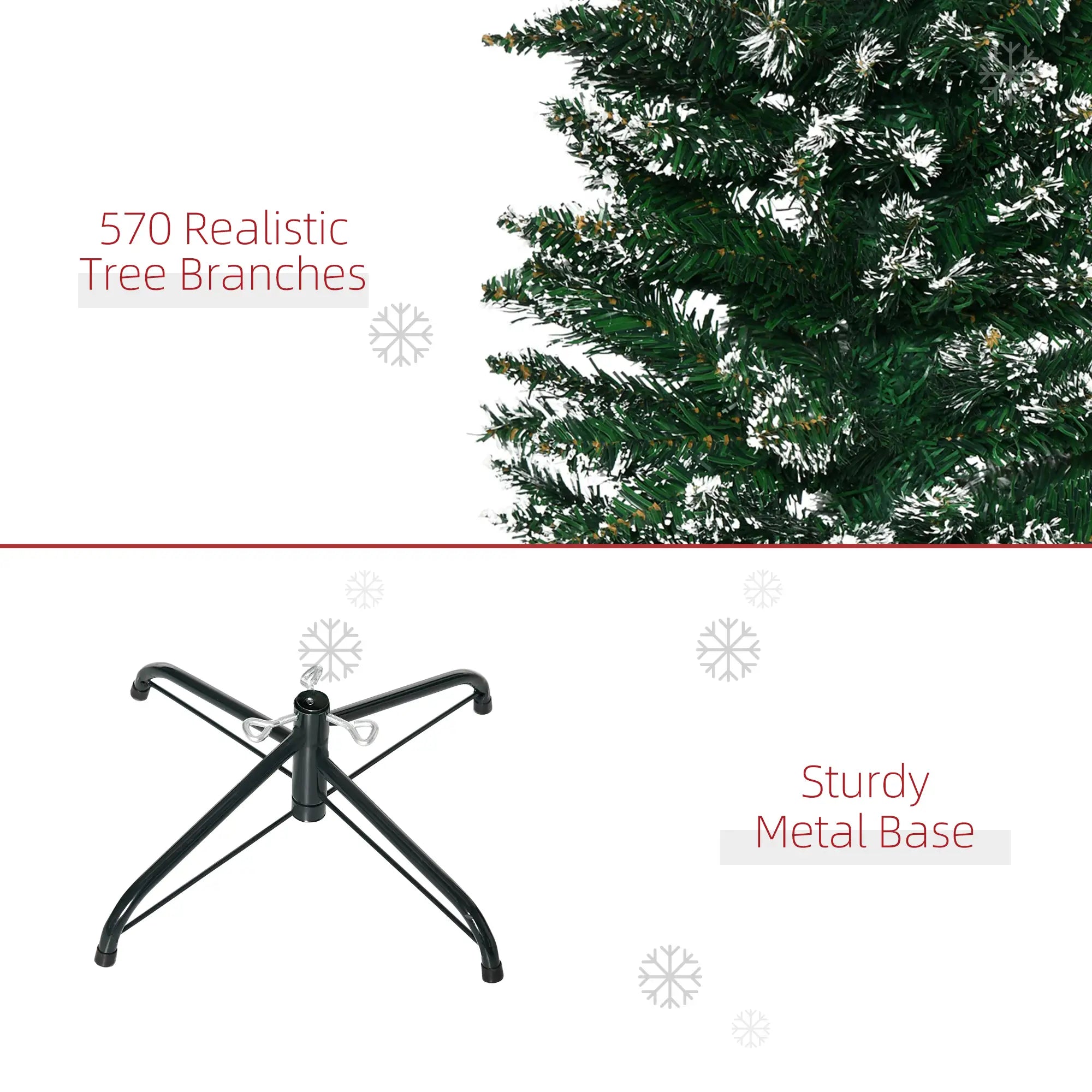 6FT Artificial Snow Dipped Christmas Tree, Foldable Stand, Green Artificial Christmas Trees at Gallery Canada