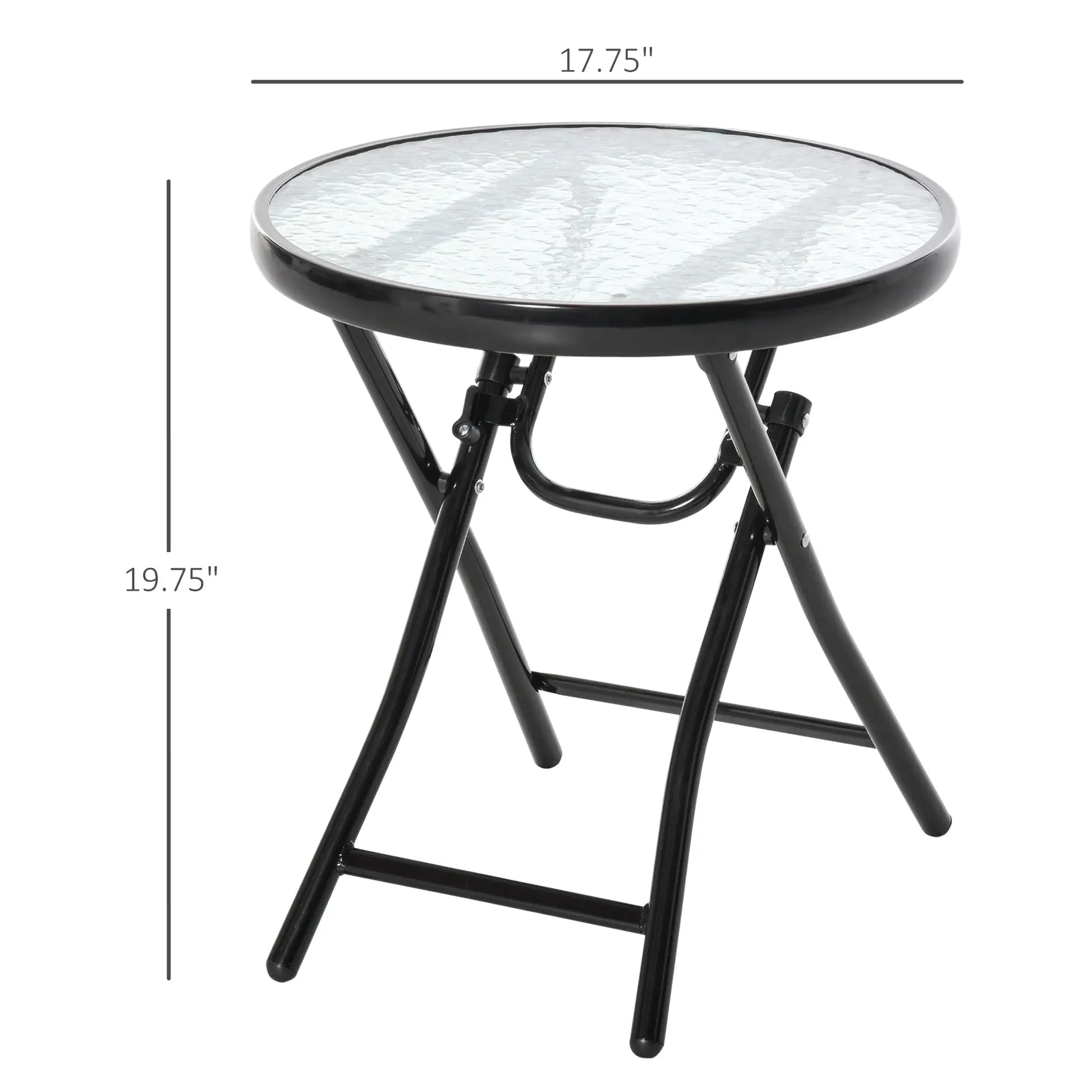 18" Round Folding Coffee Table, Tempered Glass Top, Portable for Patio, Balcony Patio Side Tables at Gallery Canada