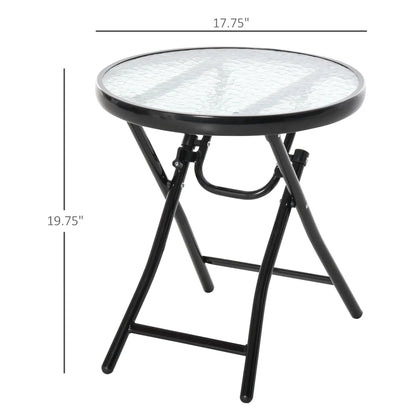 18" Round Folding Coffee Table, Tempered Glass Top, Portable for Patio, Balcony Patio Side Tables at Gallery Canada