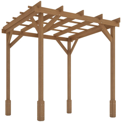 6.6' x 6.6' Wood Pergola, Outdoor Gazebo Grape Trellis, Dark Brown Pergolas at Gallery Canada