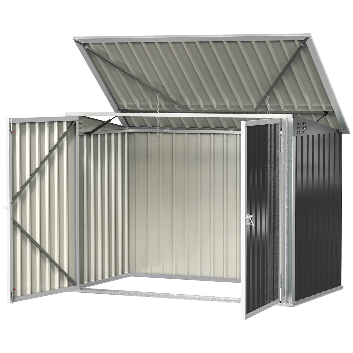 Outdoor Metal Storage Shed, Double Door with Vents, Dark Grey Sheds at Gallery Canada