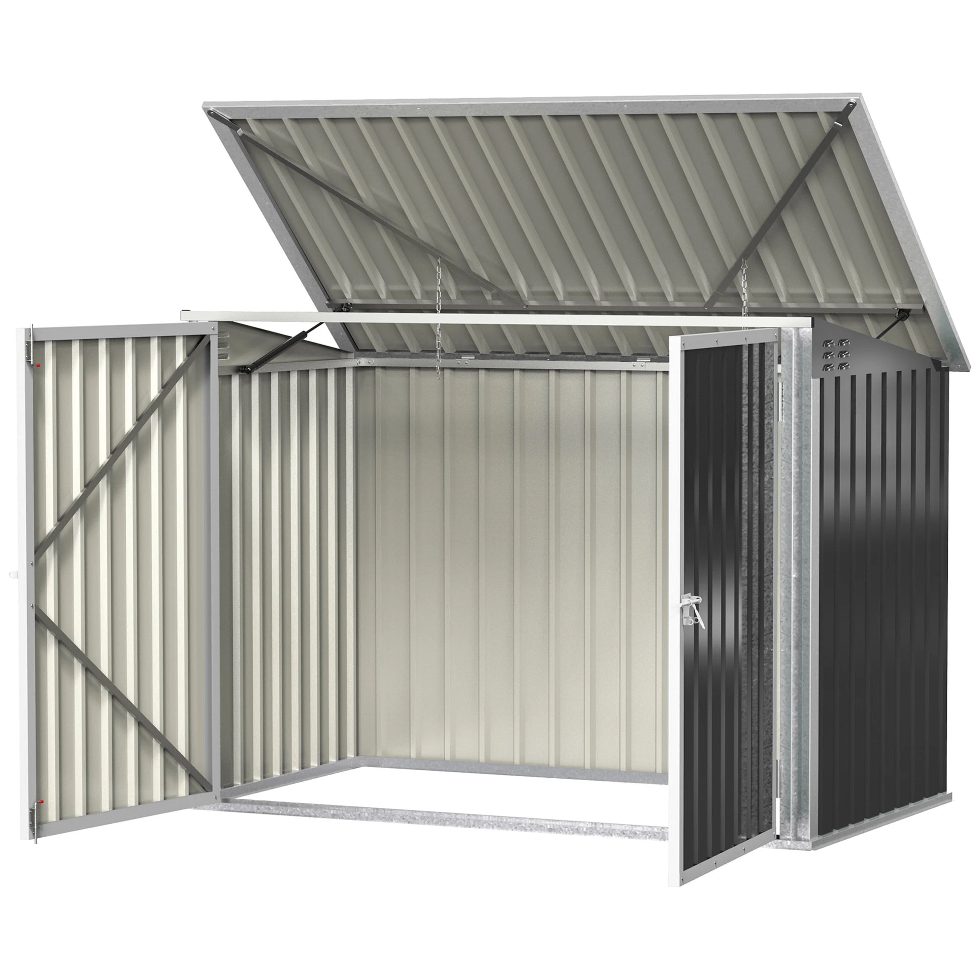 Outdoor Metal Storage Shed, Double Door with Vents, Dark Grey Sheds at Gallery Canada