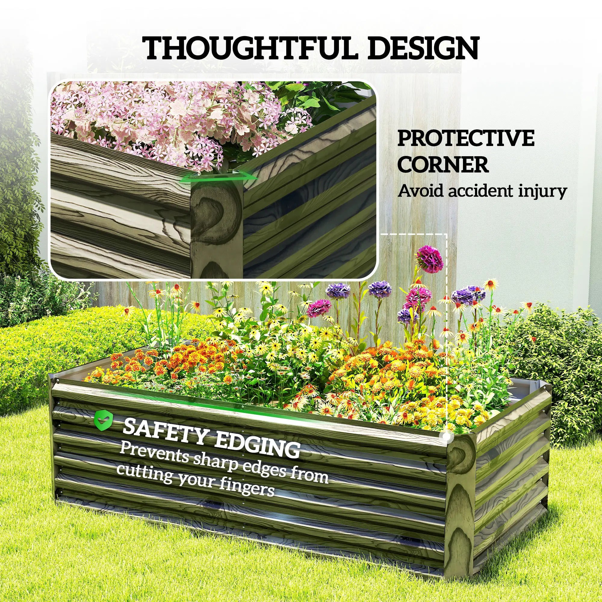 6' x 3' x 2' Raised Garden Bed, Galvanized Planter Box, Light Wood Effect Galvanized Planter Boxes at Gallery Canada