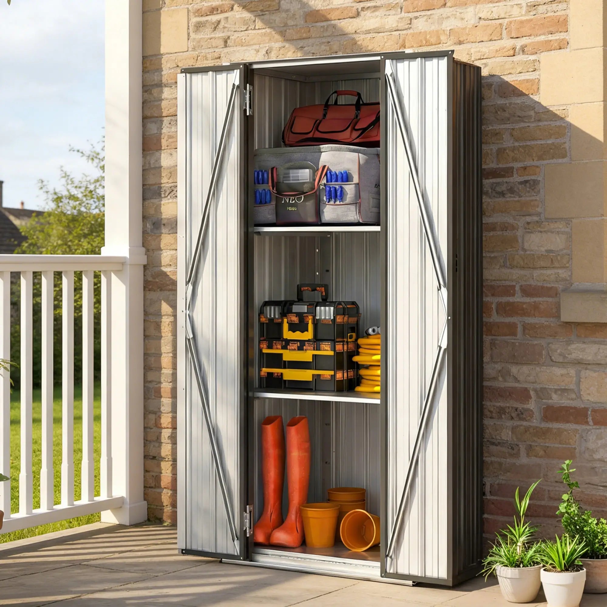 Outdoor Storage Shed, Adjustable Shelves, Metal Garden Shed, Double Doors Sheds at Gallery Canada