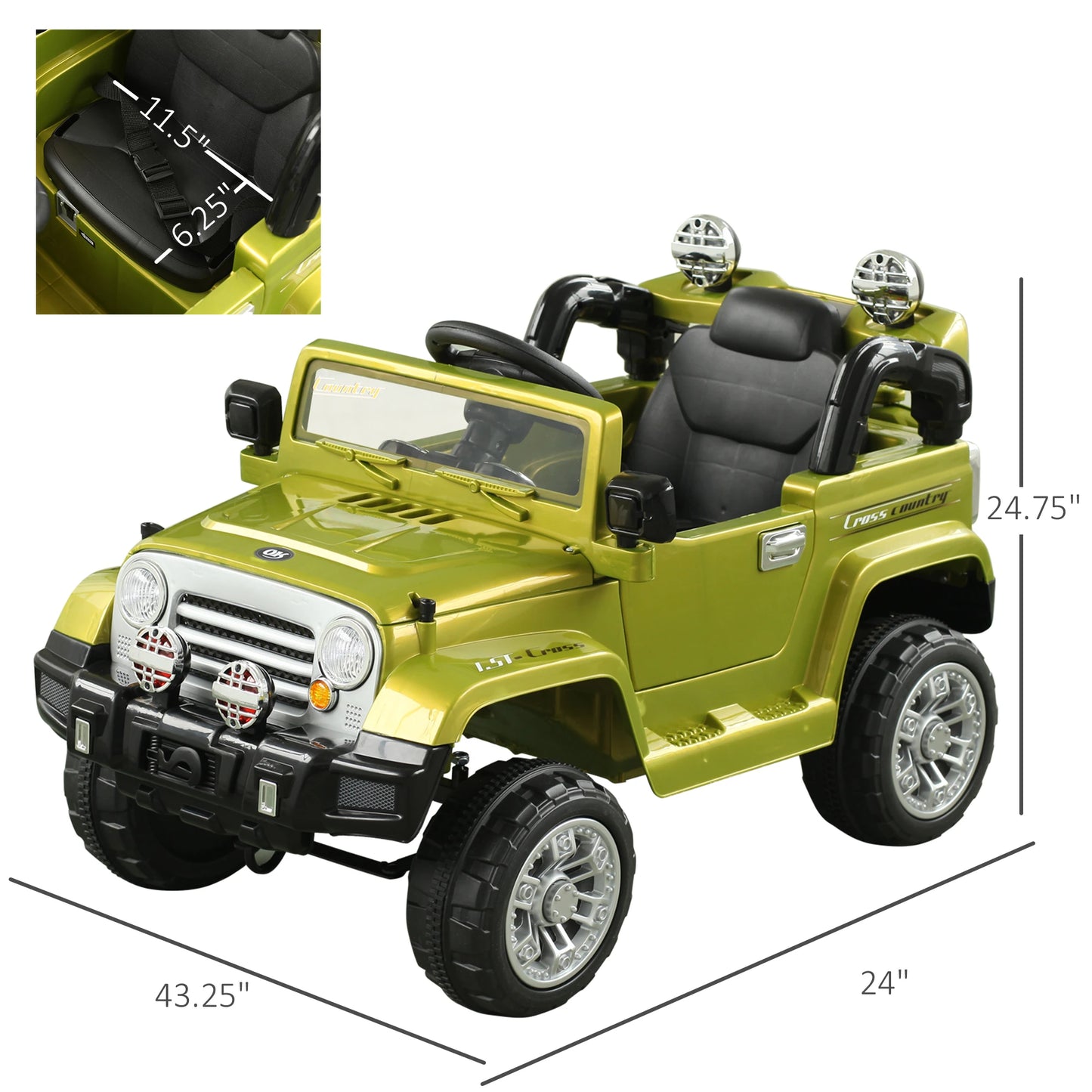 12V Kids Electric Ride On Car, Remote Control, 2 Speeds, Green Electric Toy Cars at Gallery Canada