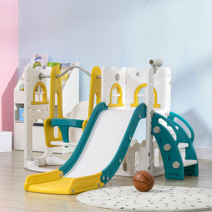 6-in-1 Baby Swing Playset, Indoor with Basketball Hoop, Climber, Yellow Gym Sets & Swings at Gallery Canada