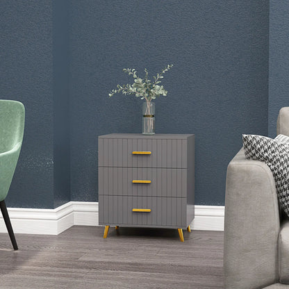 3 Drawer Cabinet, Bedroom Chest of Drawers, Aluminium Legs, Dark Grey Storage Cabinets at Gallery Canada