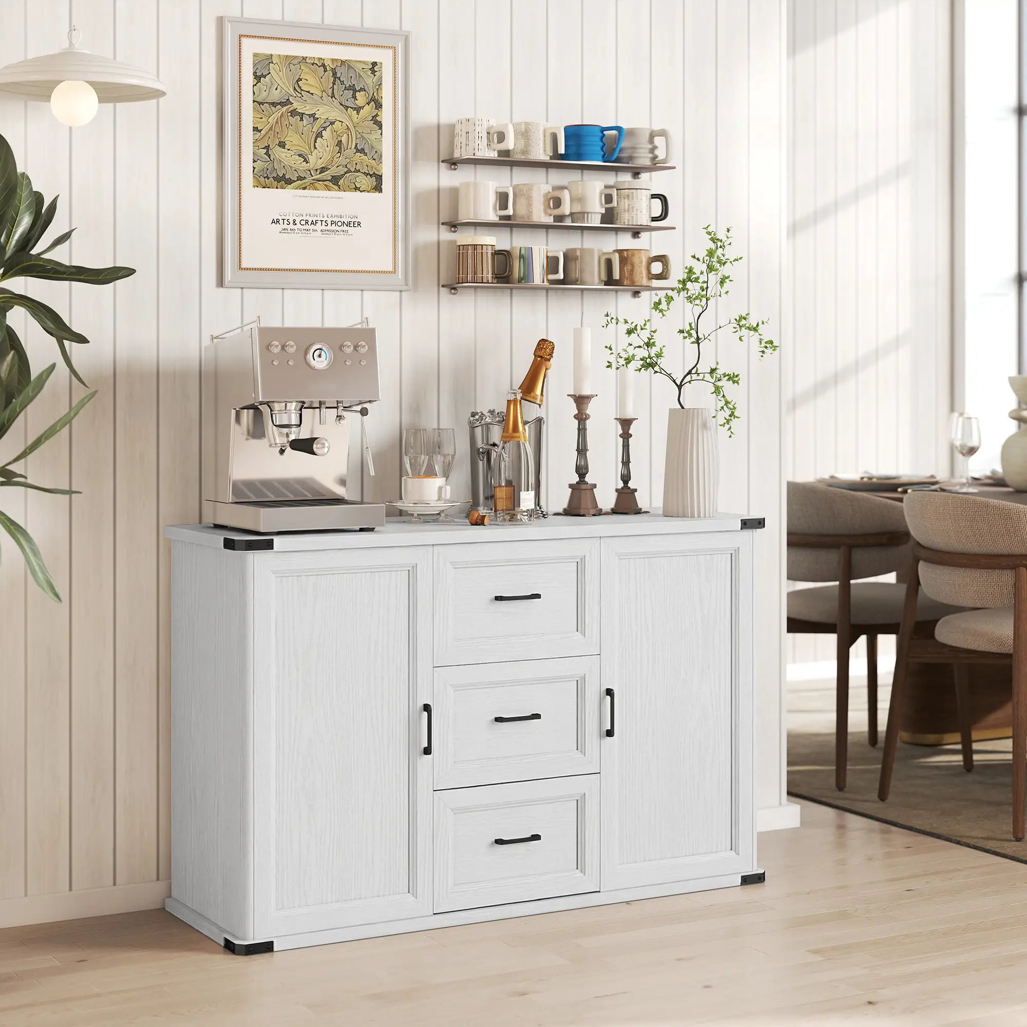 Sideboard With 3 Drawers, 2 Doors, 47