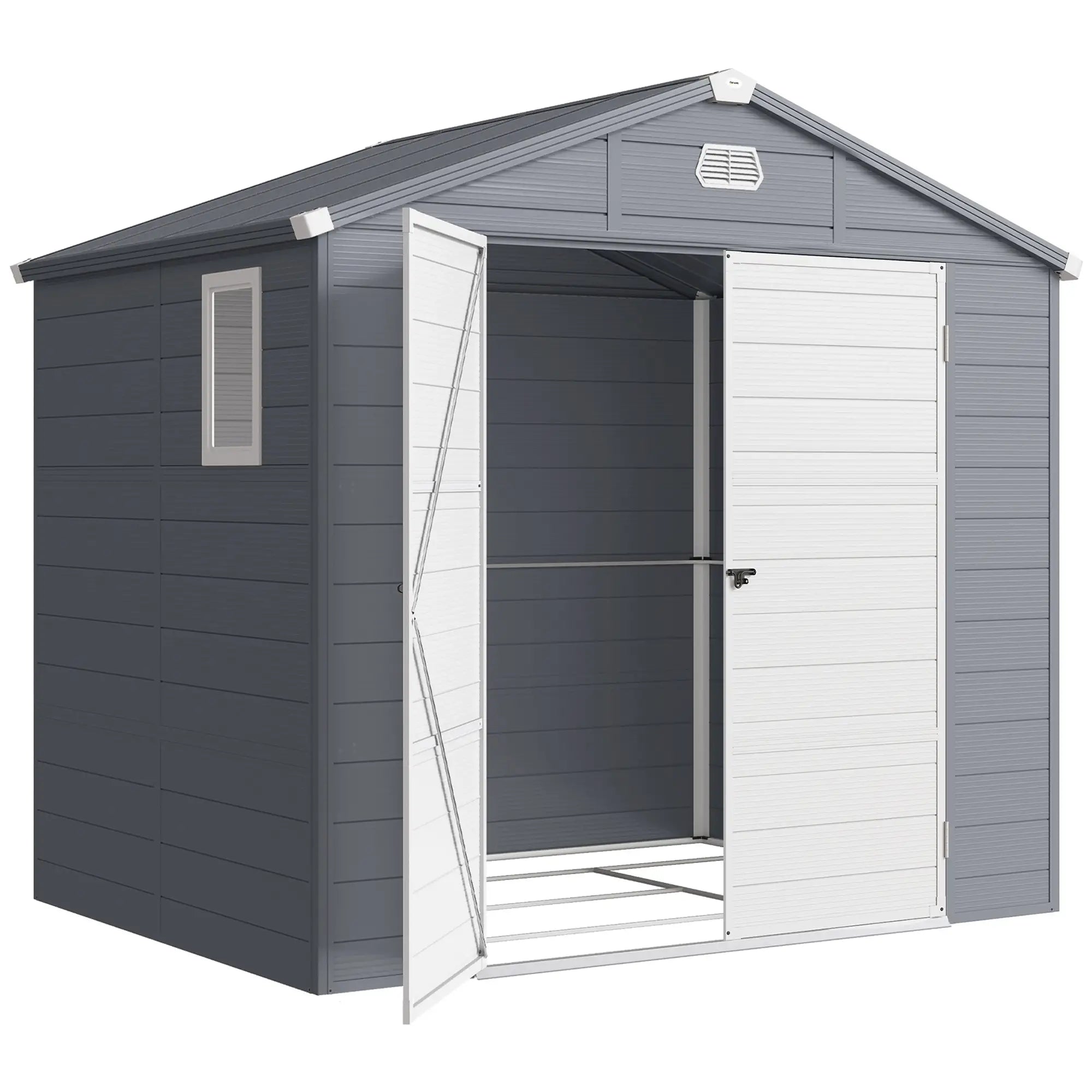 8' x 6' Plastic Garden Storage Shed, Latch Door, Vents, Dark Grey Sheds at Gallery Canada