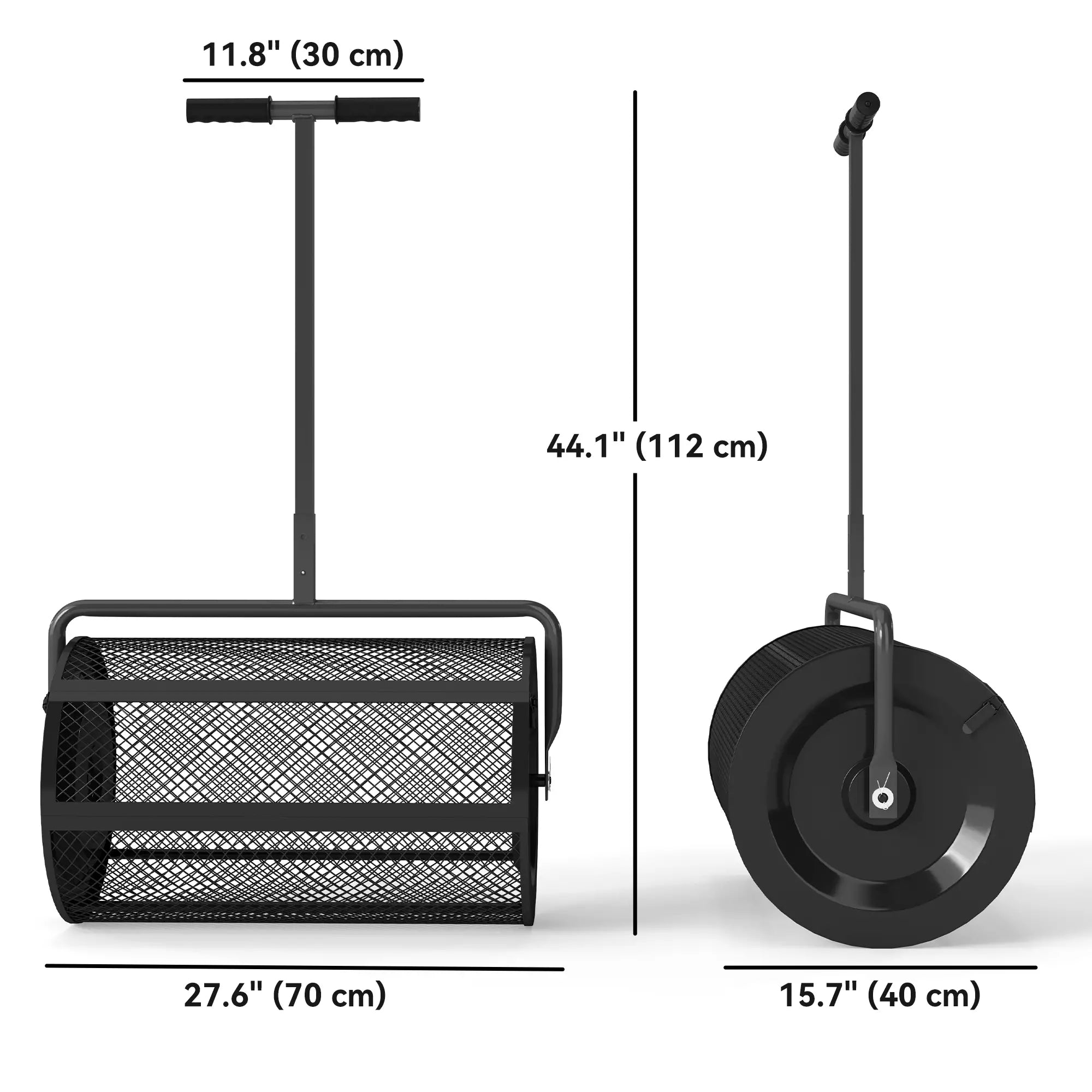 24 Inch Compost Spreader, Adjustable Handle 24.4/26.4 Inch, Black Garden Accessories at Gallery Canada