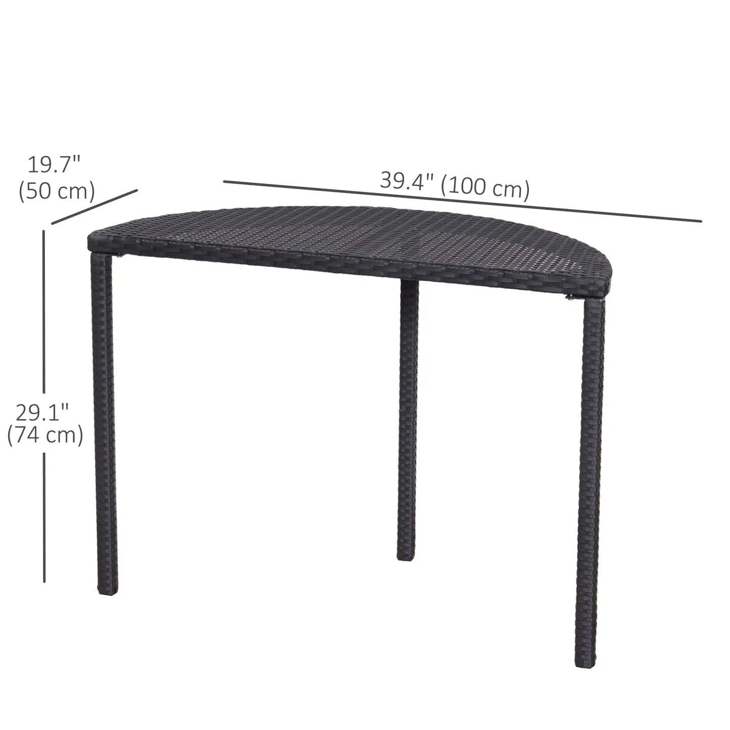 Half Round Side Table, PE Rattan Coffee Table, Black Patio Side Tables at Gallery Canada