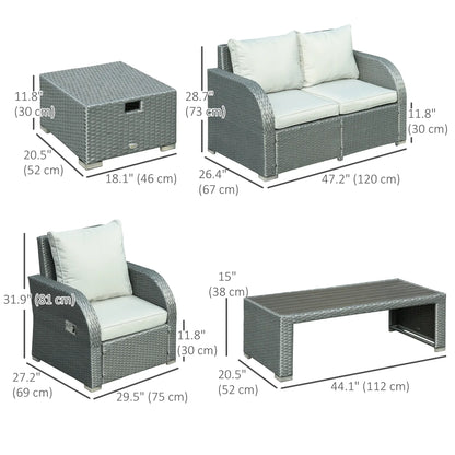 6 PCS Outdoor Rattan Sofa Set, Patio Furniture w/ Tea Table, Cushion, Grey Patio Furniture Sets at Gallery Canada