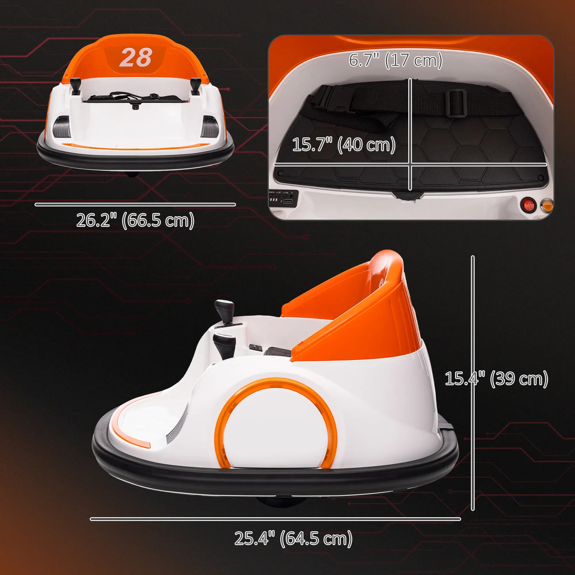 12V Bumper Car, 360 Degree Remote Control, Lights Music Horn, 1.5-5 Years, Orange Electric Toy Cars at Gallery Canada