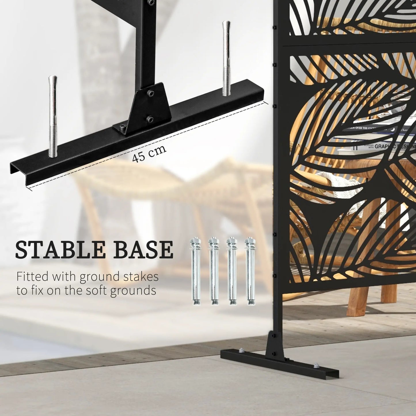 6.5FT Metal Privacy Screen, Leaf Style, Black Side Awnings at Gallery Canada