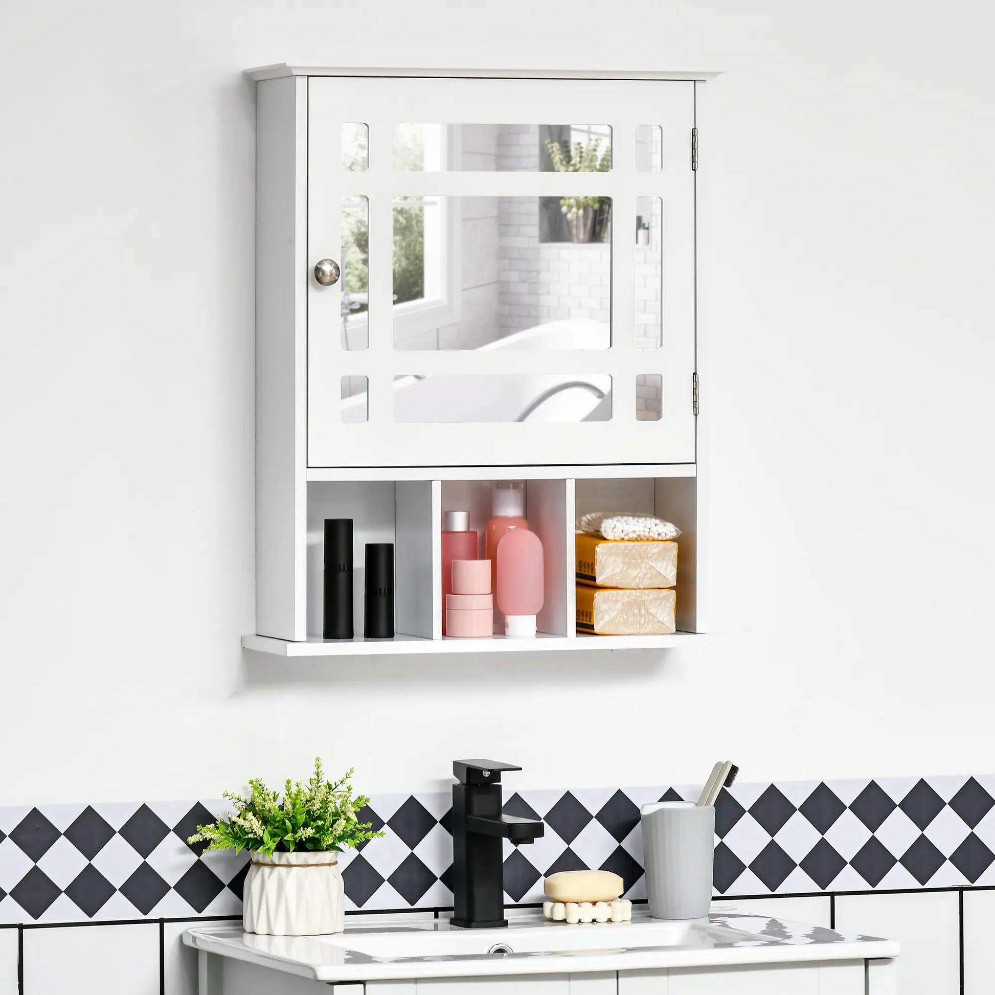 Wall Mounted Bathroom Mirror Cabinet, 3 Shelf Organizer, White Mirror Medicine Cabinets at Gallery Canada