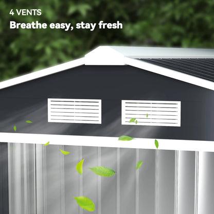 7' x 4' x 6' Garden Storage Shed, Metal Tool House, Dark Grey Sheds at Gallery Canada