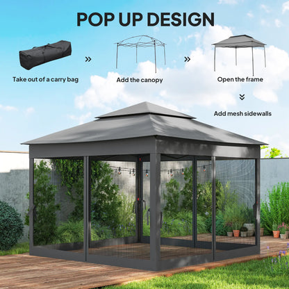 11' x 11' Pop Up Canopy, 2-Tier Soft Top Shelter, Dark Grey Pop Up Canopies at Gallery Canada