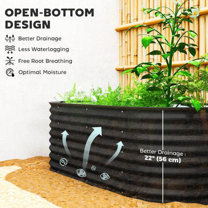 Galvanized Raised Garden Bed, 5 x 2.5 x 2 ft, Oval Planter Box, Black