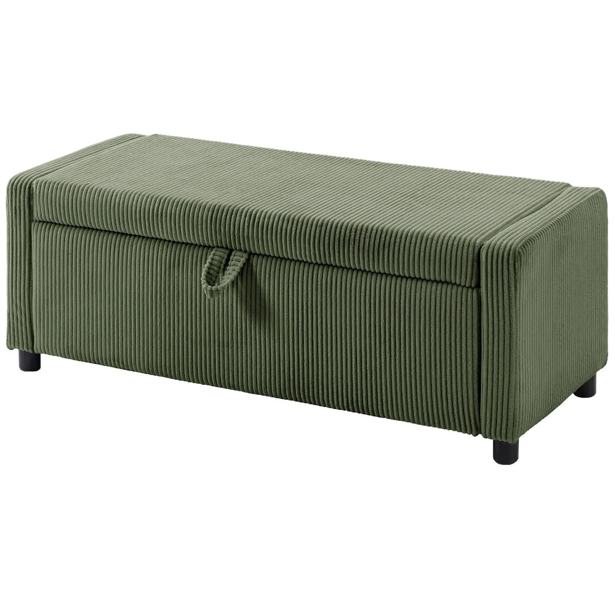 Storage Ottoman, Upholstered Corduroy Bench, Dark Green Storage Ottomans & Benches Dark Green at Gallery Canada