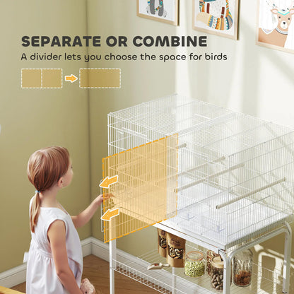 46" H Bird Cage, Large Parakeet Cage, White Bird Cages at Gallery Canada