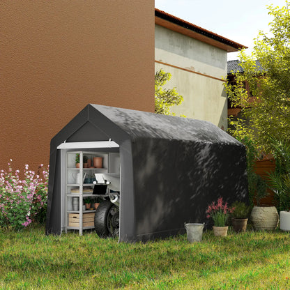 7' x 12' Outdoor Storage Shed, Portable Garage, Roll-up Door, Dark Grey