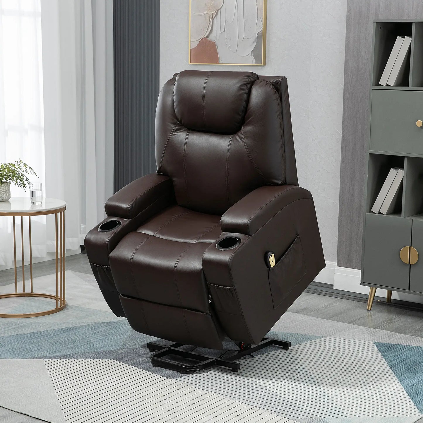 Power Lift Recliner Chair, PU Leather, Remote Control, Brown Electric Power Lift Chairs at Gallery Canada