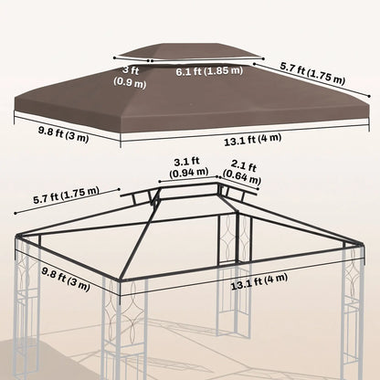 13' x 10' Gazebo Replacement Canopy, 2 Tier Top, UV Cover, Top Only, Brown Gazebo Canopy Replacement at Gallery Canada