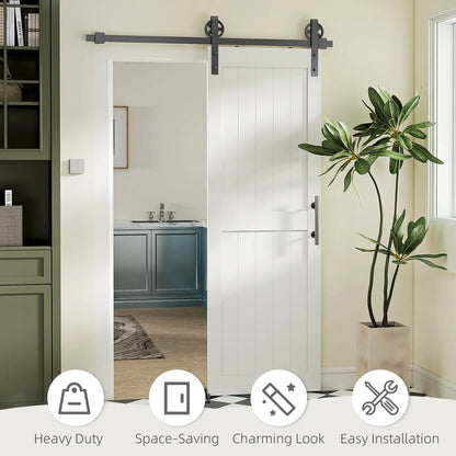 Barn Door with 5FT Sliding Hardware Kit, White