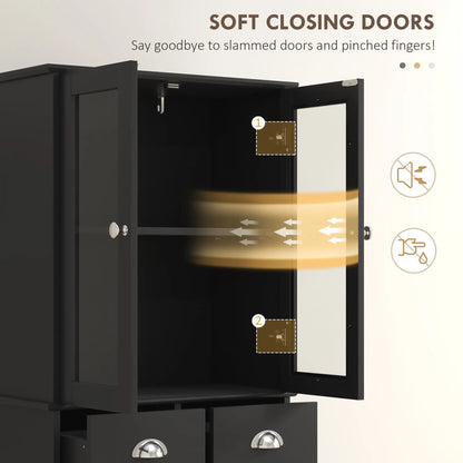 61" Kitchen Pantry Cabinet, Freestanding Farmhouse, Black Kitchen Pantry Cabinets at Gallery Canada