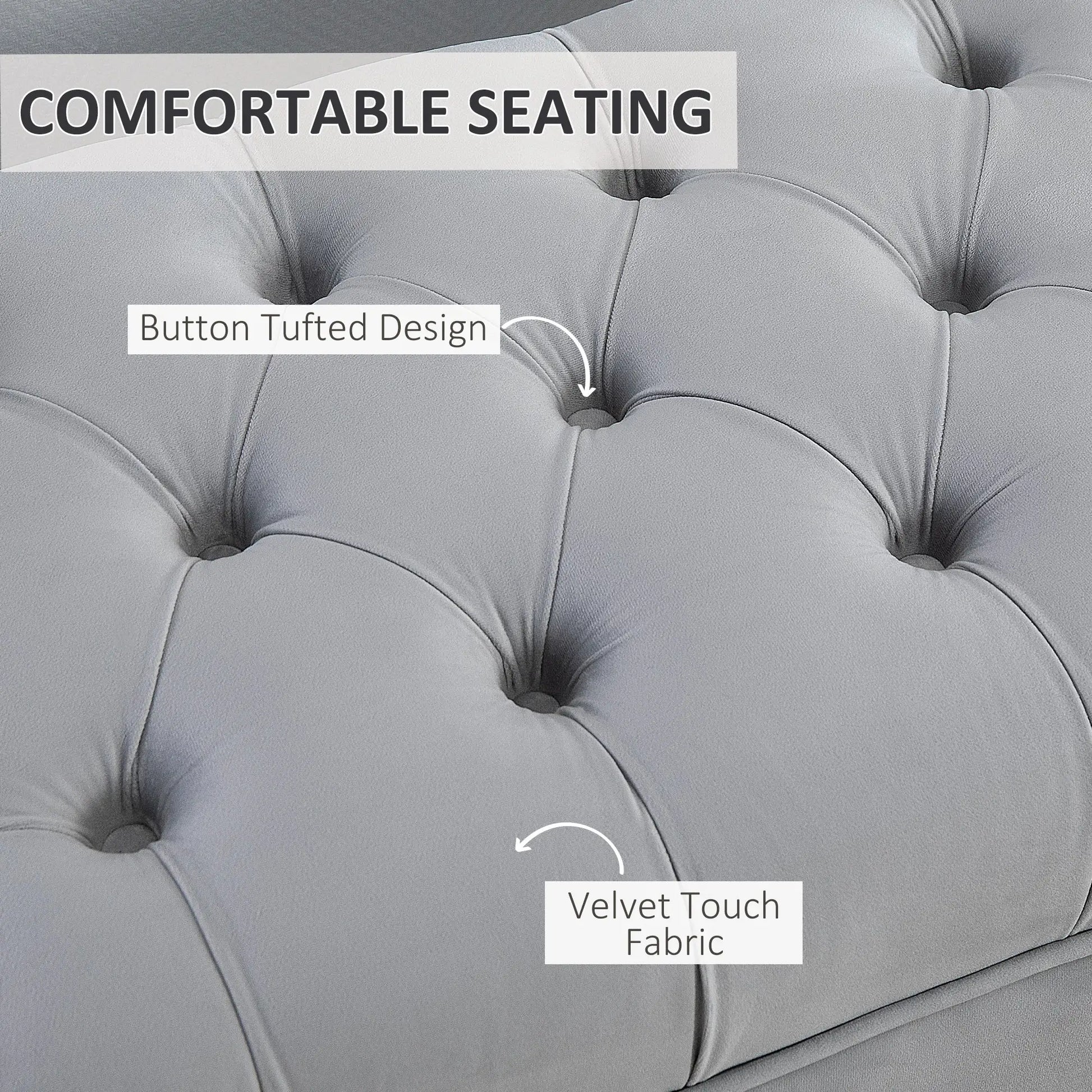 Upholstered End of Bed Bench, Button Tufted, Grey Storage Ottomans & Benches at Gallery Canada