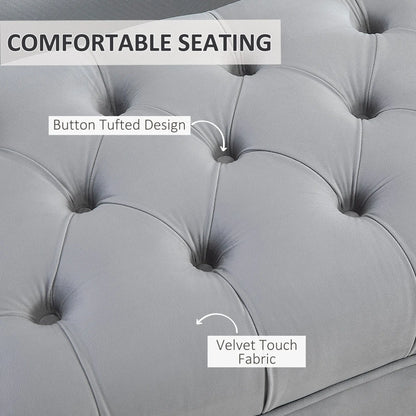 Upholstered End of Bed Bench, Button Tufted, Grey Storage Ottomans & Benches at Gallery Canada