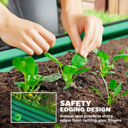 7' x 3' x 1' Parterre de jardin surélevé galvanisé, Tuteur de plante métallique vert, Vert