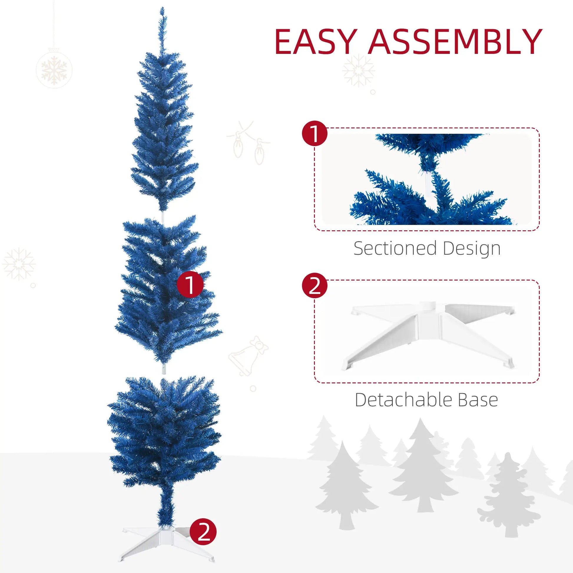 6ft Pencil Christmas Tree, Skinny Artificial, Deep Blue Pencil Christmas Trees at Gallery Canada