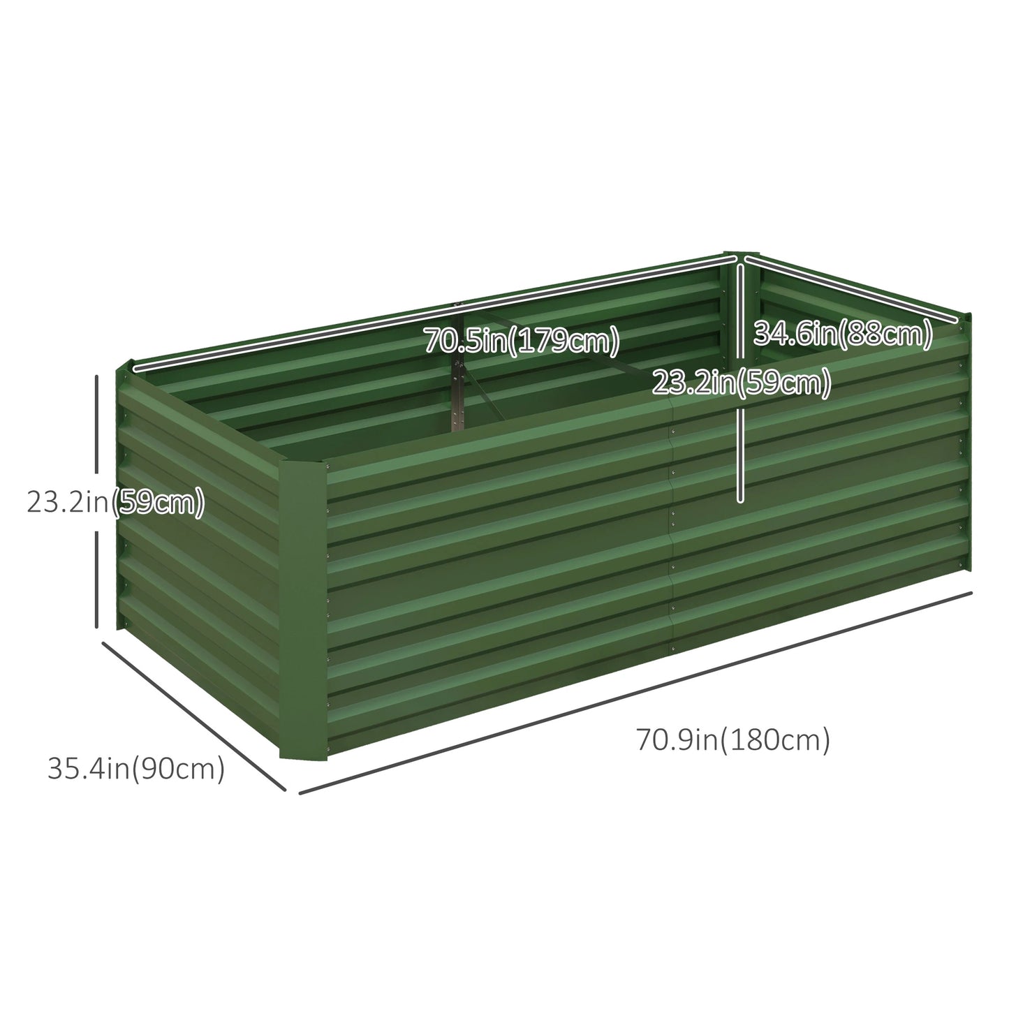 Galvanized Raised Garden Bed, Steel Planter, 71" x 35" x 23", Green Galvanized Planter Boxes at Gallery Canada