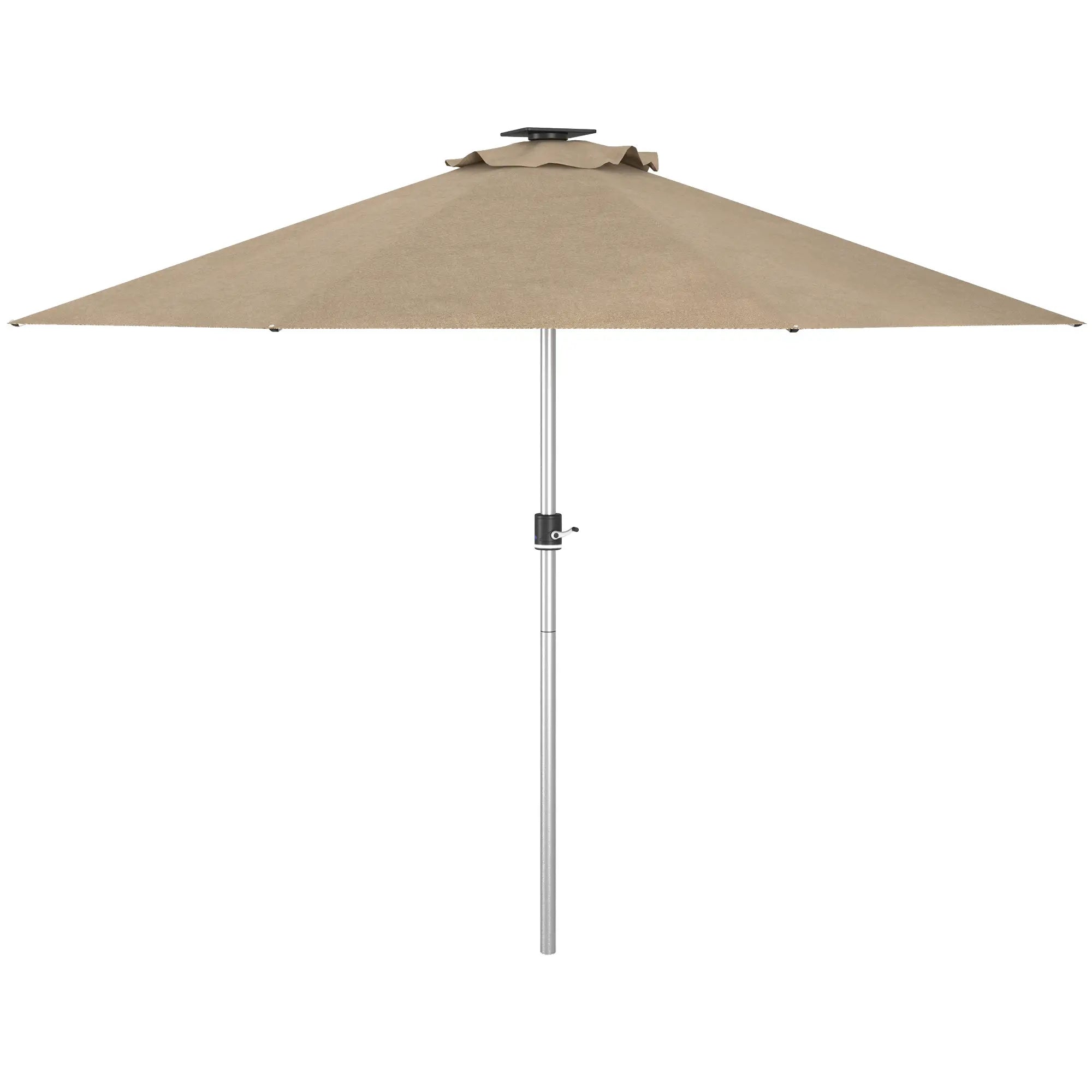 LED Patio Umbrella, Solar & USB Charging, 4 Lighting Modes, Khaki Sun Umbrellas Khaki at Gallery Canada