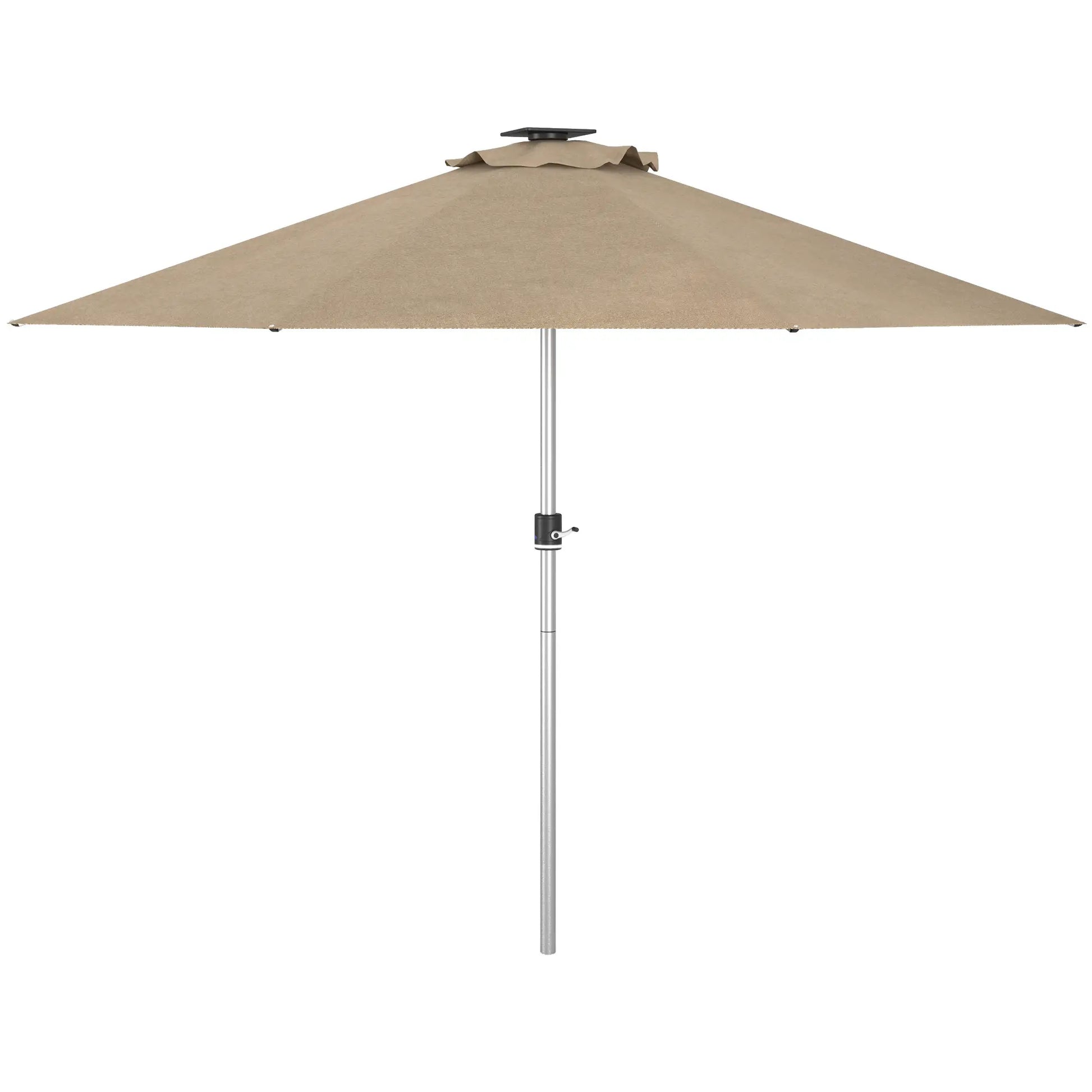 LED Patio Umbrella, Solar & USB Charging, 4 Lighting Modes, Khaki Sun Umbrellas Khaki at Gallery Canada