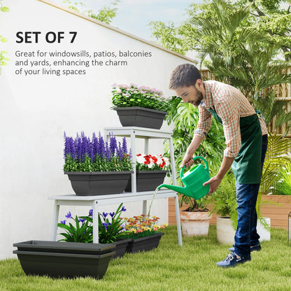 Rectangular Flower Pots, 7 Pack 23 Inches, Garden Planters, Black Garden Accessories at Gallery Canada