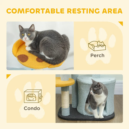 Cat Tree, 31.5 Inch, with Perch, Platform, Condo, Scratching Post, Blue Cat Posts at Gallery Canada