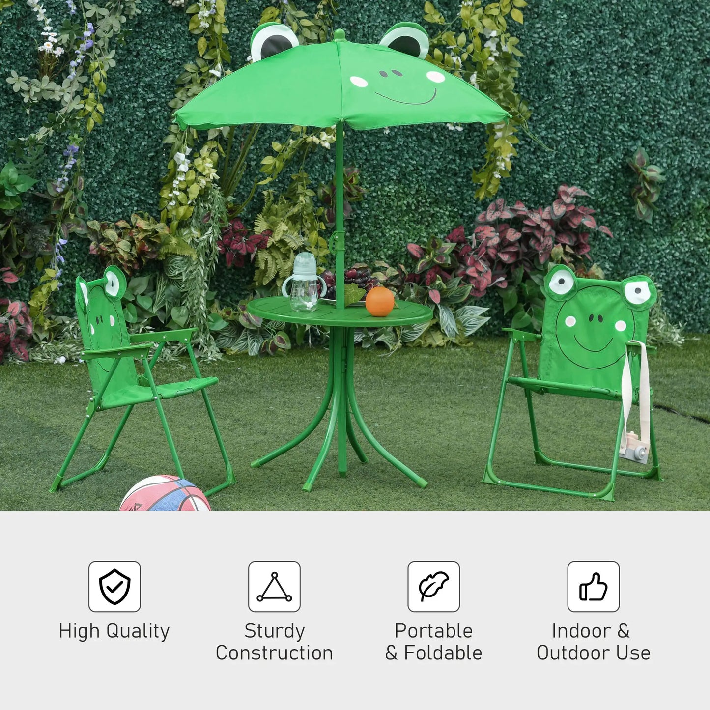 Kids Folding Picnic Table Set, Outdoor Garden, Green Kids Outdoor Furniture at Gallery Canada