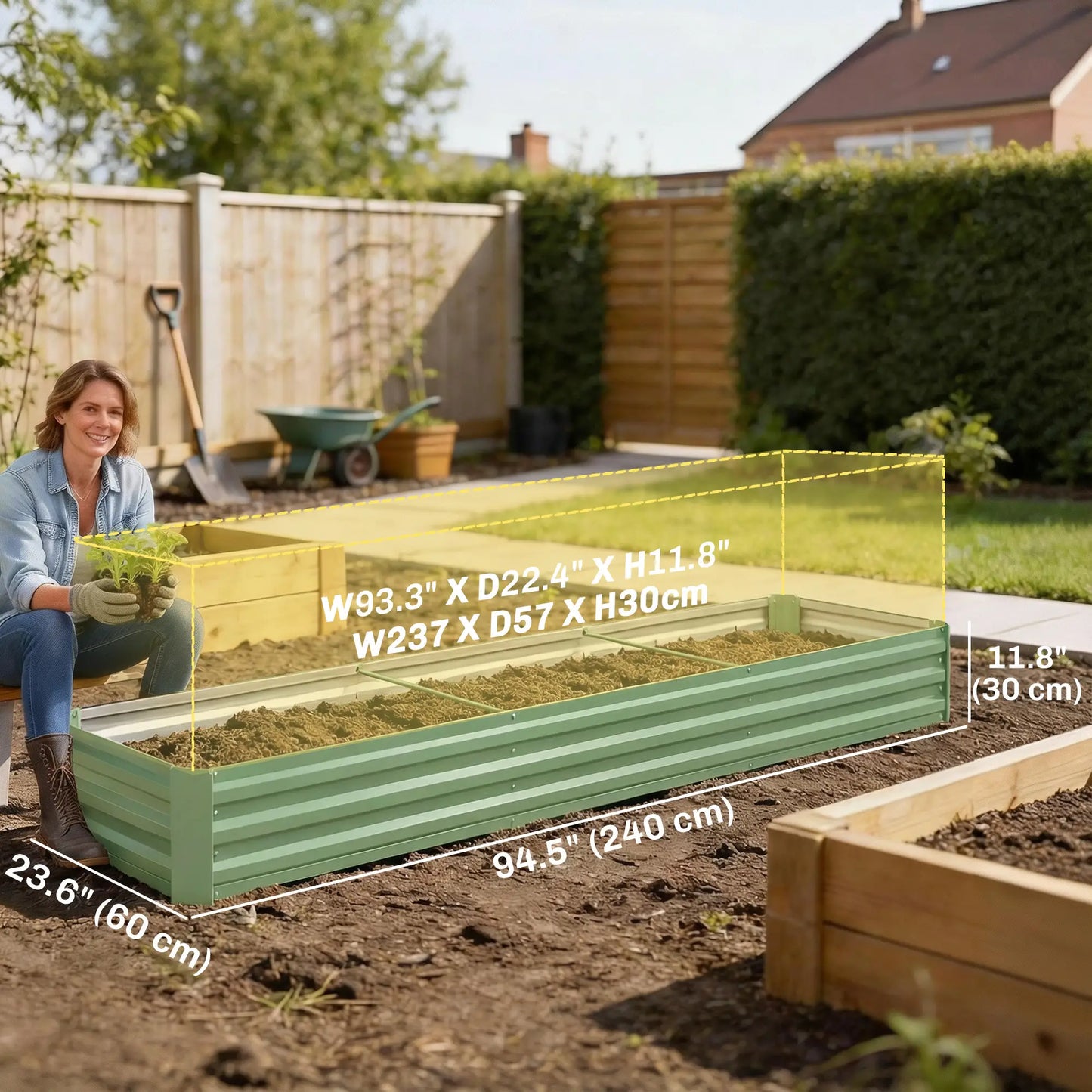 8'x2'x1' Galvanized Raised Bed, Elevated Planter Box, Light Green Galvanized Planter Boxes at Gallery Canada