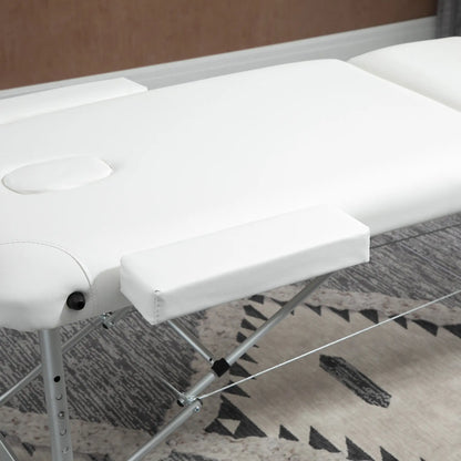 85" 3 Section Foldable Massage Table, Professional Salon Spa Facial Couch Bed, White Portable Massage Tables at Gallery Canada