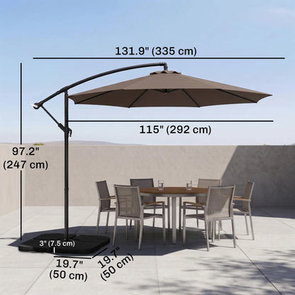 9.6ft Offset Patio Umbrella, Hanging Parasol, Crank, Base Cantilever Umbrellas at Gallery Canada