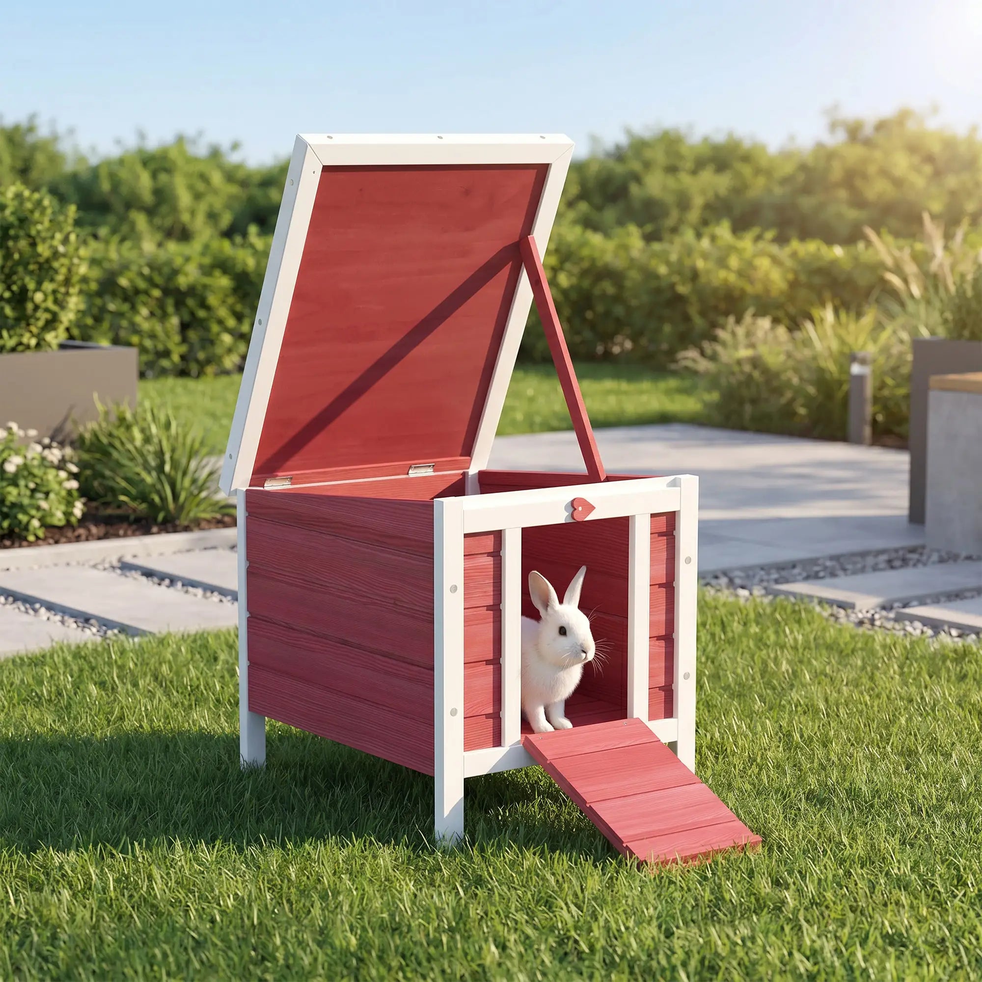 Wooden Rabbit Hutch, Bunny Cage, Outdoor Cat House, 20