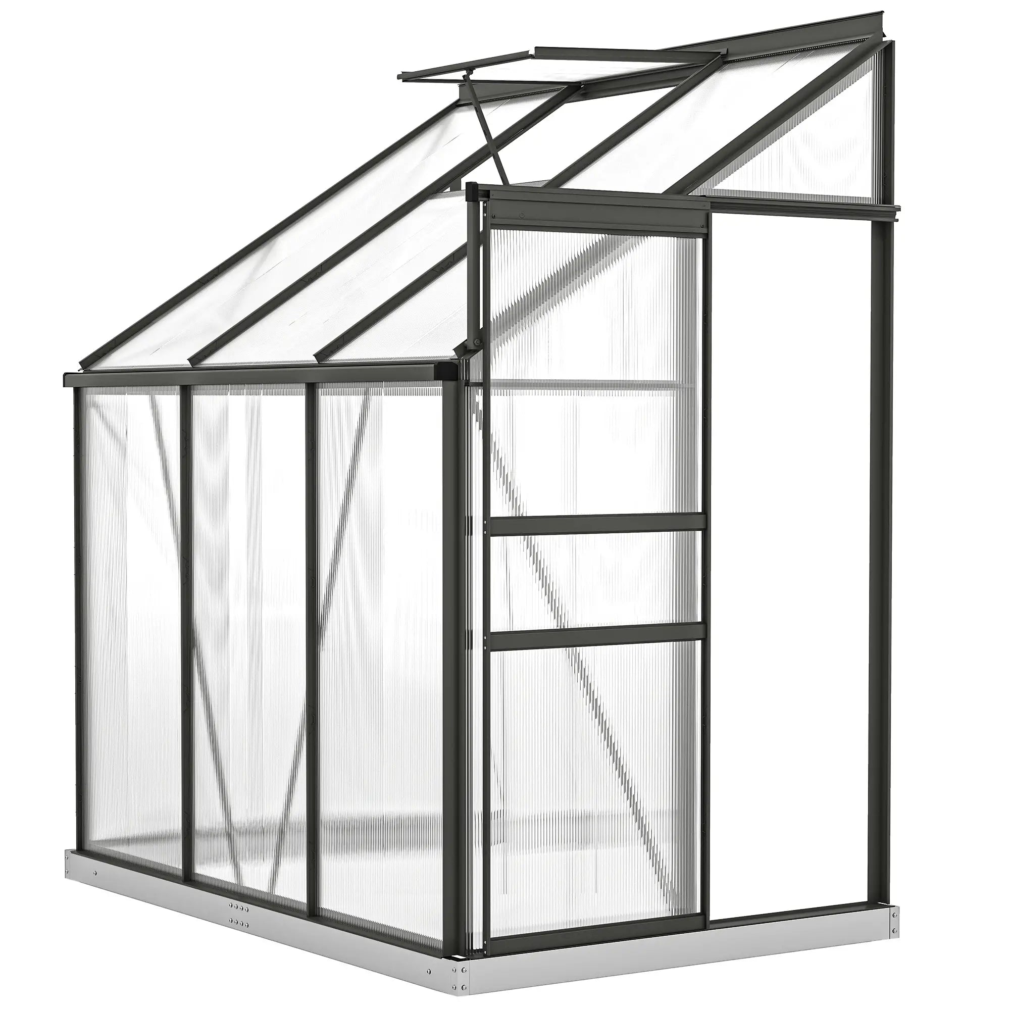 Aluminum Lean-To Greenhouse, Polycarbonate Walk-In, 6' x 4', Dark Grey Walk In Greenhouses at Gallery Canada